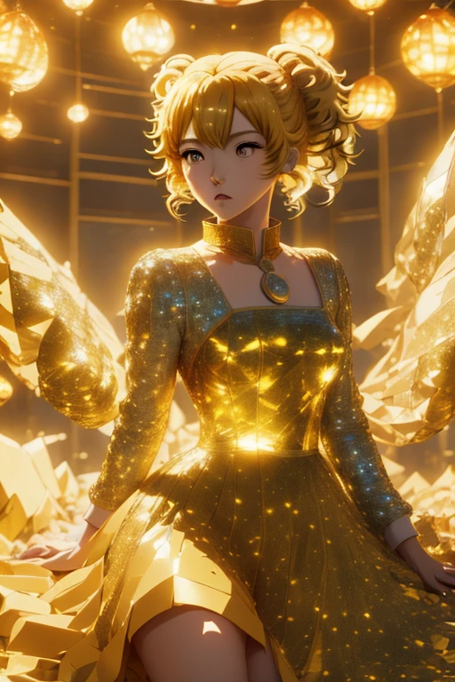 anime style; 3d; glitter; horoscope sign Leo; color yellow; Lion details; ♌ symbol; citrine stone;