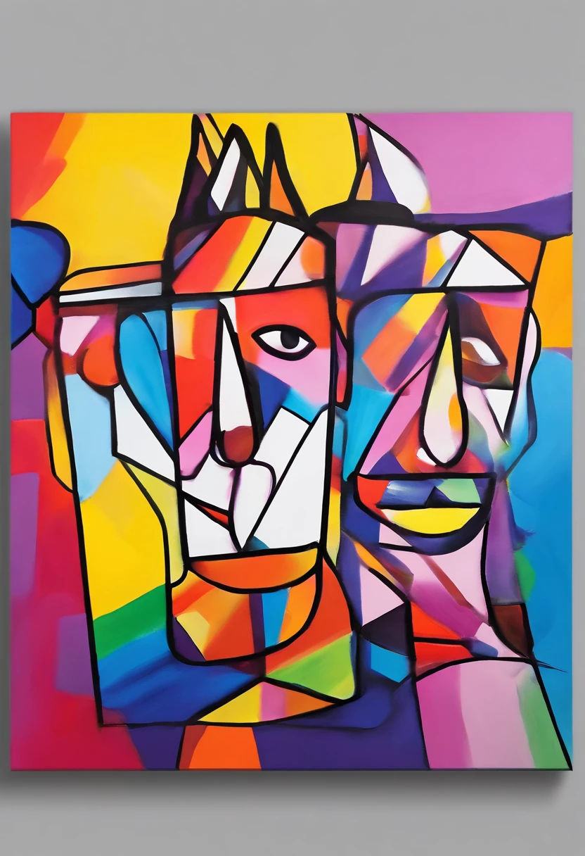 grafismo, diverse and playful geometric figures, Rainbow, romero britto, A donkey from the Brazilian northeastern hinterland, jumento head, juba bem detalhada ((fundo branco)), olhos penetrantes, animal asno burro jumento jegue colorida e alegre, Art Watercolor Painting Oil Paint, abstrato, epic instagram, art-station, toque de estilo splash de tinta colorida+, contorno, hiperdetalhado intricadamente detalhado, genial, detalhes intrincados, tela inicial, cores complementares, conceito realista abstrato romero britto de arte, 8K, obra-prima do deviantart, oil-painting, pinceladas pesadas, pingos de tinta, artes de salpicos.