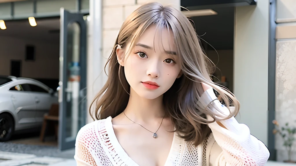 mix4,(top-quality), (Photorealsitic),(Sunset background:1.2), 1womanl, , High Detail Face,、 (8K)、(Sexy hairstyles:1.5)、(Long hair:1.6)、((Seductive hairstyles))、Strong eyes、Delicate and realistic skin and hair、(cowboy shot:1.5)、(bleached, Very thin pale silver hair:1.5)、(Less hair:1.5)、adultlike face、Looking here、(Winter clothes:1.5)、inner colored、1 persons、Dramatic、Twisting the body、Beautiful body lines、(mode:1.8)、Cool、(Sharp eyes:1.5)、(Natural Makeup 1.8)、(Light hair color close to white:1.8)、(Long-sleeved clothing:1.5)、straight haired