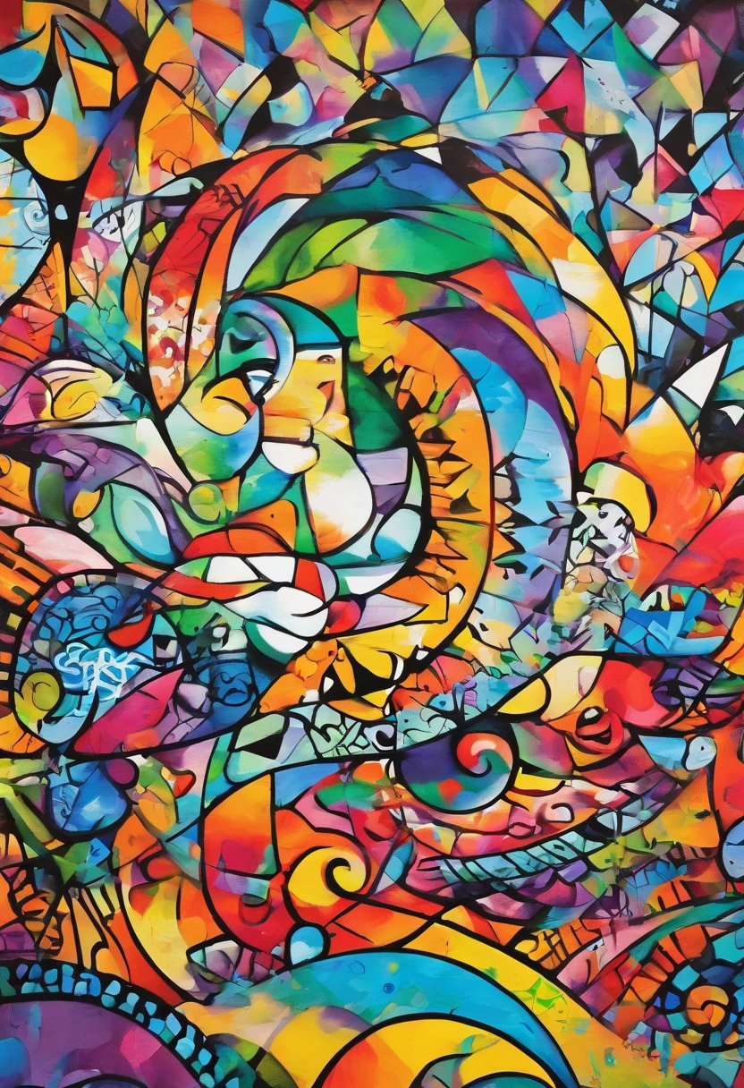 grafismo, diverse and playful geometric figures, Rainbow, romero britto, uma floresta, animais head, juba bem detalhada ((fundo branco)), olhos penetrantes, animais selvagens colorida e alegre, Art Watercolor Painting Oil Paint, abstrato, epic instagram, art-station, toque de estilo splash de tinta colorida+, contorno, hiperdetalhado intricadamente detalhado, genial, detalhes intrincados, tela inicial, cores complementares, conceito realista abstrato romero britto de arte, 8K, obra-prima do deviantart, oil-painting, pinceladas pesadas, pingos de tinta, artes de salpicos.