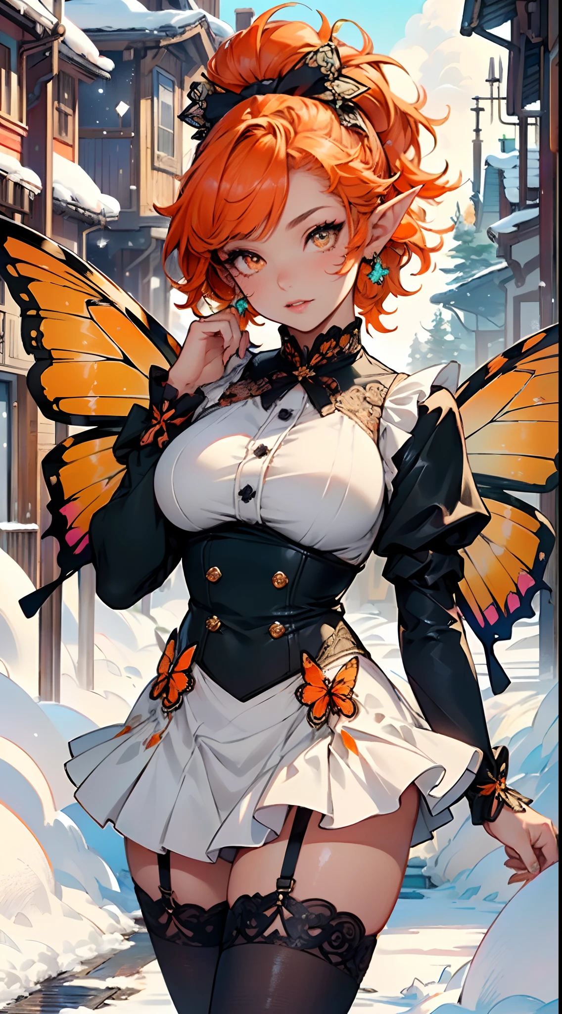 cute oppai elf,(((little ****,oppai body,little))),(((***********))),((anime elf **** with extremely cute and beautiful orange hair)), (((elf))), (((elf ears))),

(((Giant Breasted Girl))),((((Bright orange hair:1.35,ponytail short Bright orange hair,colored inner hair,ear breathing)))),((Bright orange eyes,perfect eyes,upturned eyes:1.3,beautiful detailed eyes,finely detailed beautiful eyes:1,big highlight on eyes:1.2,slanted eyes)),(((lustrous skin:1.5,bright skin: 1.5,skin tanned,shiny skin,very shiny skin,shiny body,plastic glitter skin,exaggerated shiny skin,Reflective skin))),(delicate detailed fingers,detailed body,detailed arms,human hands,(detailed face)),

cute,slutty,erotic,daring,(((nsfw))),

zettai ryouiki,revealing clothing,show skin,(((****ta Hair Accessories,Hair Bow,Maid Clothes,Stockings,Thigh Tie,Butterfly Wings))),(maid headdress,maid,maid clothing, maid cloth),(detailed outfit,detailed clothes),

(dynamic pose:1.0),solo focus,Shy,Mischievous Face,centered,scale to fit dimensions,Rule of thirds,

winter,snowstorm in background,(pine forest),detailed background:1.25,snow forest background,Christmas tree,

High resolution, sharp focus, (ultra detailed, extremely detailed), (photorealistic artwork:1.37), 8k wallpaper,((vibrant colors)),(intricate),masterpiece,(best quality),