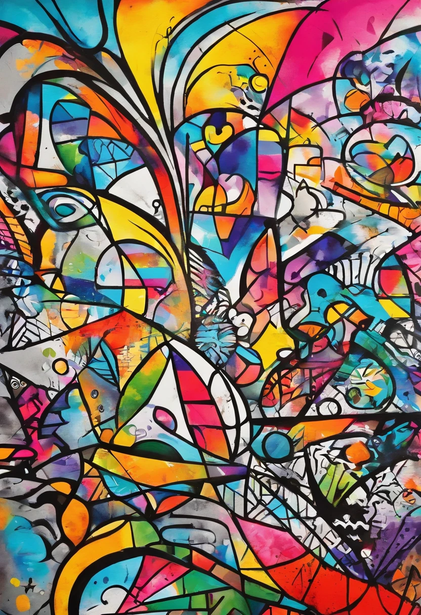 grafismo, diverse and playful geometric figures, Rainbow, romero britto, The thought slipping through your fingers and the confusion of memory ((fundo branco e preto)), contrastes exacerbados, olhos penetrantes, colorida e alegre, Dull and sad, Art Watercolor Painting Oil Paint, abstrato, epic instagram, art-station, toque de estilo splash de tinta colorida+, contorno, hiperdetalhado intricadamente detalhado, genial, detalhes intrincados, tela inicial, cores complementares, conceito realista abstrato romero britto de arte, 8K, obra-prima do deviantart, oil-painting, pinceladas pesadas, pingos de tinta, artes de salpicos.