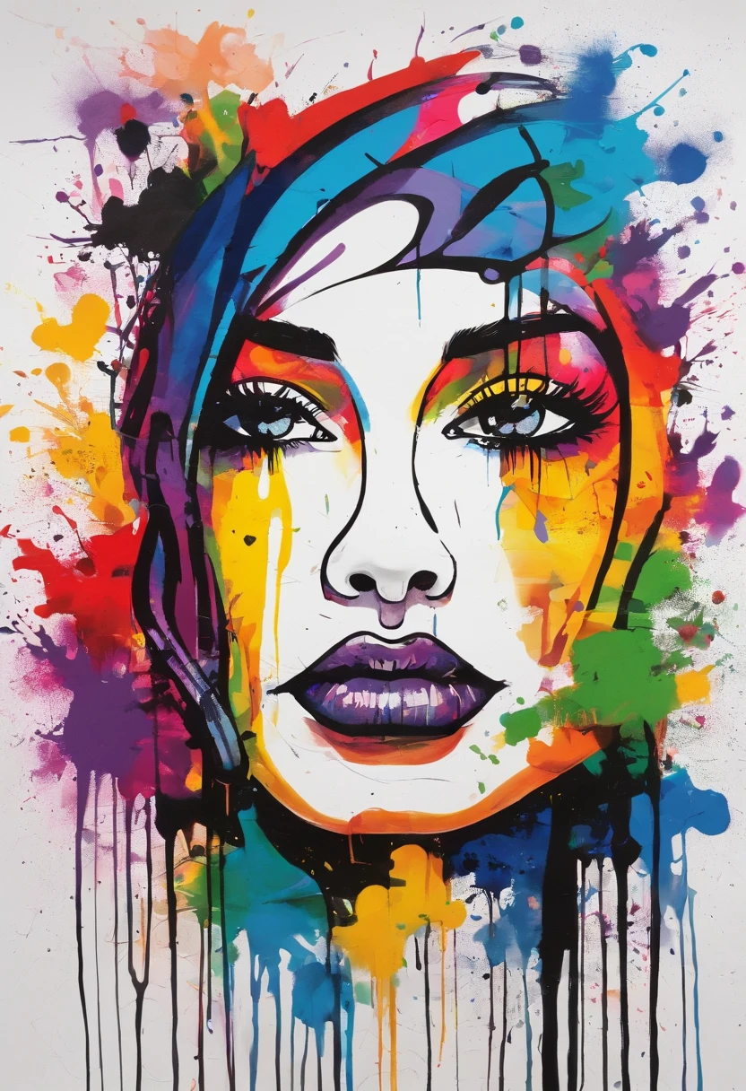 grafismo, diverse and playful geometric figures, Rainbow, romero britto, The thought slipping through your fingers and the confusion of memory ((fundo branco e preto)), contrastes exacerbados, olhos penetrantes, colorida e alegre, Dull and sad, Art Watercolor Painting Oil Paint, abstrato, epic instagram, art-station, toque de estilo splash de tinta colorida+, contorno, hiperdetalhado intricadamente detalhado, genial, detalhes intrincados, tela inicial, cores complementares, conceito realista abstrato romero britto de arte, 8K, obra-prima do deviantart, oil-painting, pinceladas pesadas, pingos de tinta, artes de salpicos.