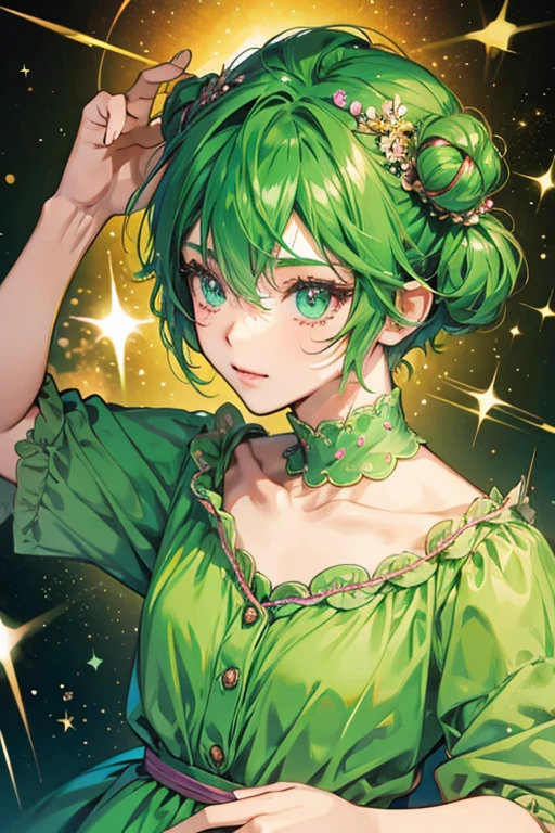anime style; 3d; glitter; human Bulbasaur from pokemon