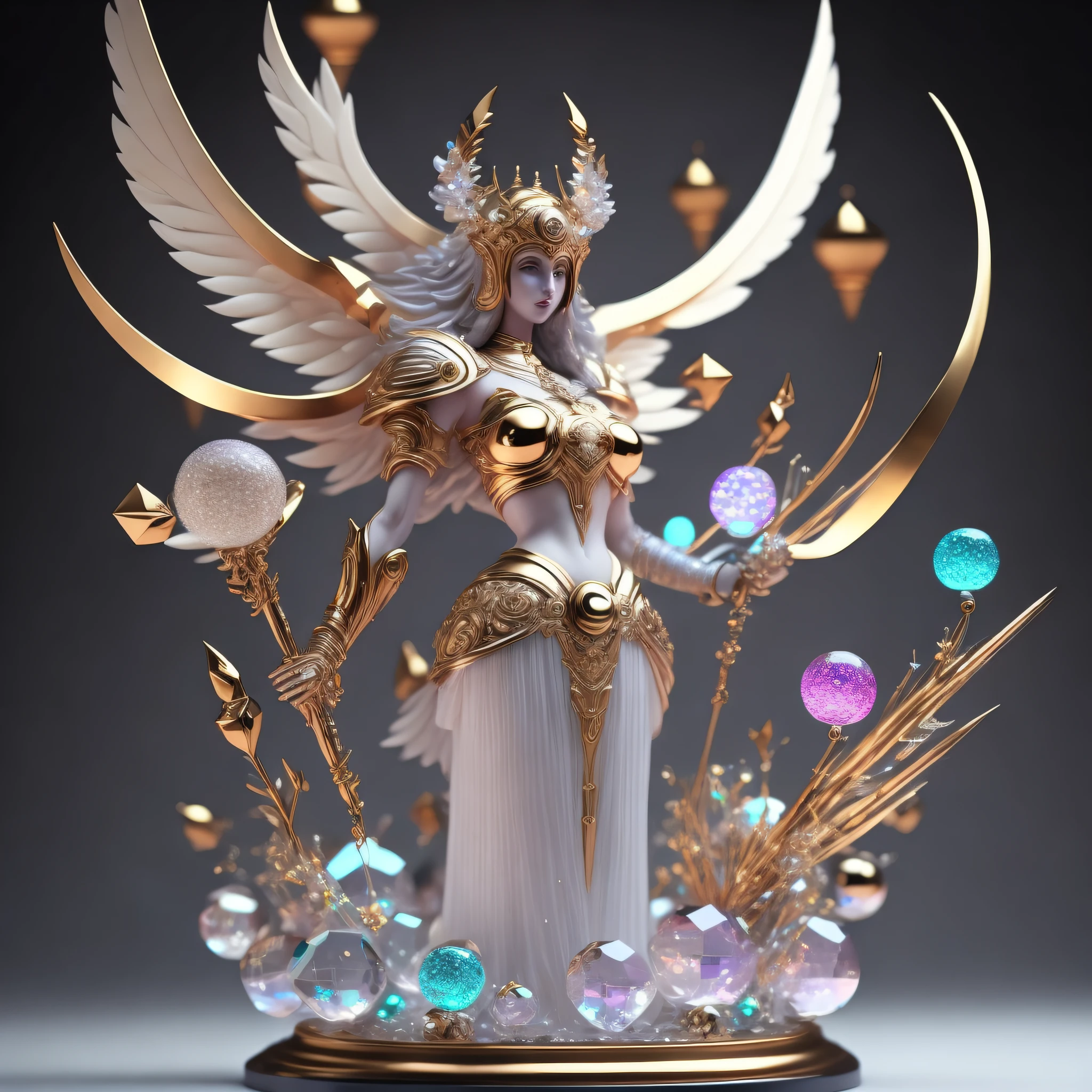 A cute crystal ball zodiac horse，The body is embellished with various jewelry ornaments，The eyes have a low-poly design，It is a highly detailed and complex conceptual art craft，Use Artstation 8k quality。