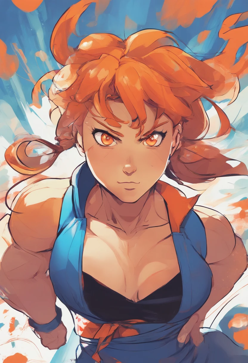 (Masterpiece, Best quality), 1girll,  misty pokemon, Short hair, Orange hair, Blue eyes