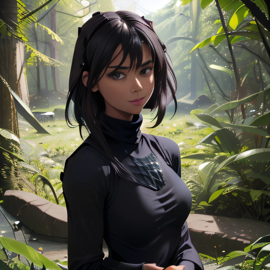 (extremely detailed 8K wallpaper), (SFW:2), (photo:2), (Neat beautiful girl:2), (gives a lecture to friends:2), Detailed (Face & Eyes), (hyper realistic:1), (Highly detailed:1), (Epic Realistic:1), rim light, (Maximum details:1), Cosy, (body complet:1), (looking a viewer:2), (Attractive qualities of a woman:2), (attractive female:2), (Attractive:2), Smile, intelligence, sympathy, Grace, A sense of style, Fitness, Care, optimism, (sensitivity:2), frankness, Romantic gestures, playfulness, Fashion Sense, (sensuality:2), charm, modesty, Thoughtfulness, (femininity:1), flirtatiousness, warmth, (Physical Attractiveness:2), beautiful smile, Love of Life, Strength and power, Vulnerability, curiosity, wonder, Love, (Nature's prehistory:2), Kawaii, waifu, beautiful breasts, (attractive body:2), (handsome body:2), BEAUTIFUL POSE, attractive pose, (Spread legs:1.0), Hot Pose, provocative pose, (Demi-Season Black Clothing:1), (sexy black clothes:1), (Classic Black Clothing:2), (Elegant Black Clothing:2), (European Clothing:2), (black turtleneck:2), detailed fabrics