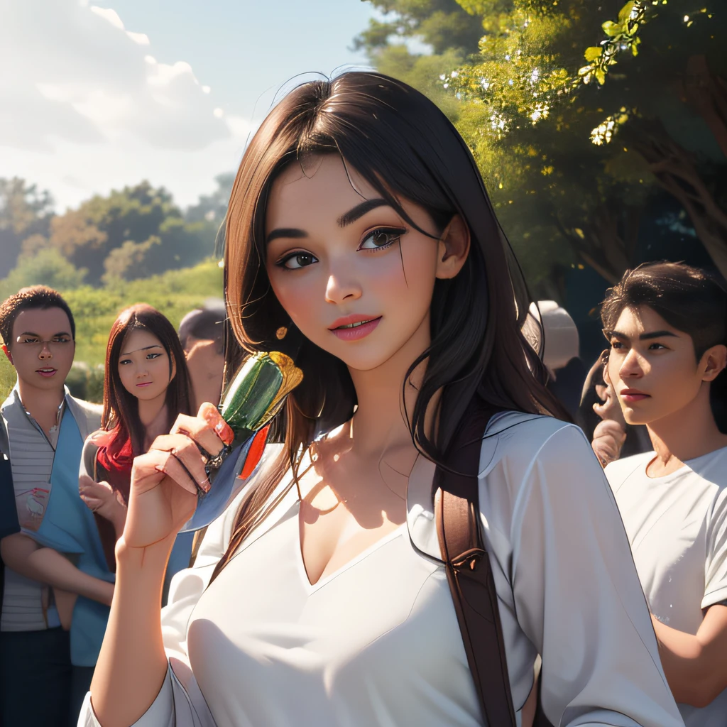 (Extremely detailed 8k wallpaper), (sfw:2), (photo:2), (soigne Beautiful girl:2), (gives a lecture to friends:2), detailed (Face and eyes), (hyper realistic:1), (highly detailed:1), (epic realistic:1), rim light, (maximum details:1), cozy, (fullbody:1), (looking at viewer:2), (Woman's Attractive Qualities:2), (Attractive Woman:2), (Attractive:2), Smile, Intelligence, Empathy, Gracefulness, Sense of Style, Fitness, Grooming, Optimism, (Sensitivity:2), Sincerity, Romantic Gestures, Playfulness, Fashion Sense, (Sensuality:2), Charm, Modesty, Thoughtfulness, (Femininity:1), Flirtatiousness, Warmth, (Physical attractiveness:2), A beautiful smile, A love of life, strength and power, vulnerability, curiosity, wonder, love, (nature background:2), kawaii, waifu, Beautiful breasts, (attractive body:2), (Beautiful body:2), Beautiful pose, attractive pose, (spread legs:1.0), hot pose, provocative pose, (demi-season clothes:1), (sexy black clothes:1), (classic clothes:2), (elegant clothes:2), (European clothes:2)
