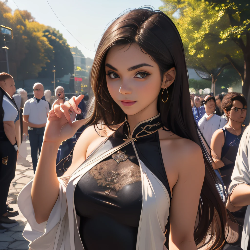 (Extremely detailed 8k wallpaper), (sfw:2), (photo:2), (soigne Beautiful girl:2), (gives a lecture to friends:2), (hyper realistic:1), (highly detailed:1), (epic realistic:1), rim light, (maximum details:1), cozy, (fullbody:1), (looking at viewer:2), (Woman's Attractive Qualities:2), (Attractive Woman:2), (Attractive:2), Smile, Intelligence, Empathy, Gracefulness, Sense of Style, Fitness, Grooming, Optimism, (Sensitivity:2), Sincerity, Romantic Gestures, Playfulness, Fashion Sense, (Sensuality:2), Charm, Modesty, Thoughtfulness, (Femininity:1), Flirtatiousness, Warmth, (Physical attractiveness:2), A beautiful smile, A love of life, strength and power, vulnerability, curiosity, wonder, love, (nature background:2), kawaii, waifu, Beautiful breasts, (attractive body:2), (Beautiful body:2), Beautiful pose, attractive pose, (spread legs:1.0), hot pose, provocative pose, (demi-season clothes:1), (sexy black clothes:1), (classic clothes:2), (elegant clothes:2), (European clothes:2)