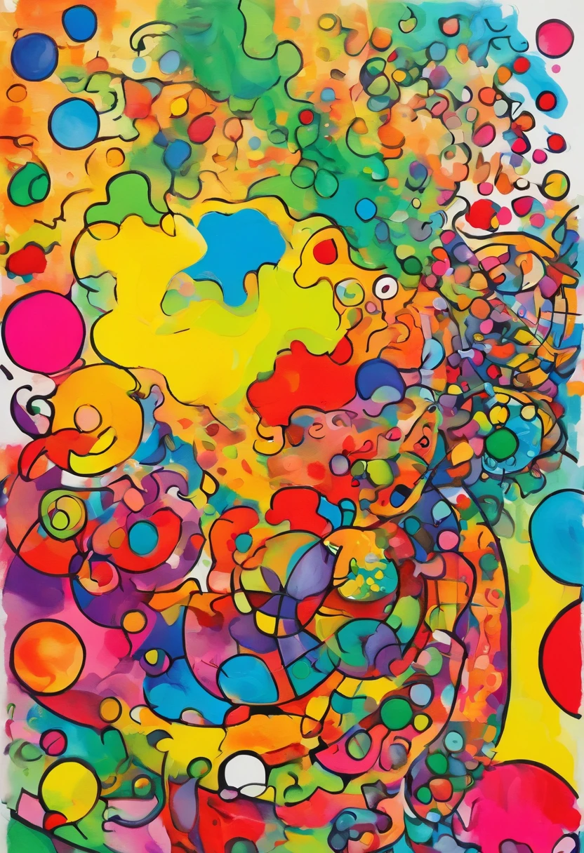 grafismo, diverse and playful geometric figures, Rainbow, romero britto, salvador dali, The thought slipping through your fingers and the confusion of memory ((fundo branco e preto)), contrastes exacerbados, olhos penetrantes, colorida e alegre, Dull and sad, Art Watercolor Painting Oil Paint, abstrato, epic instagram, art-station, toque de estilo splash de tinta colorida+, contorno, hiperdetalhado intricadamente detalhado, genial, detalhes intrincados, tela inicial, cores complementares, conceito realista abstrato romero britto de arte, 8K, obra-prima do deviantart, oil-painting, pinceladas pesadas, pingos de tinta, artes de salpicos.