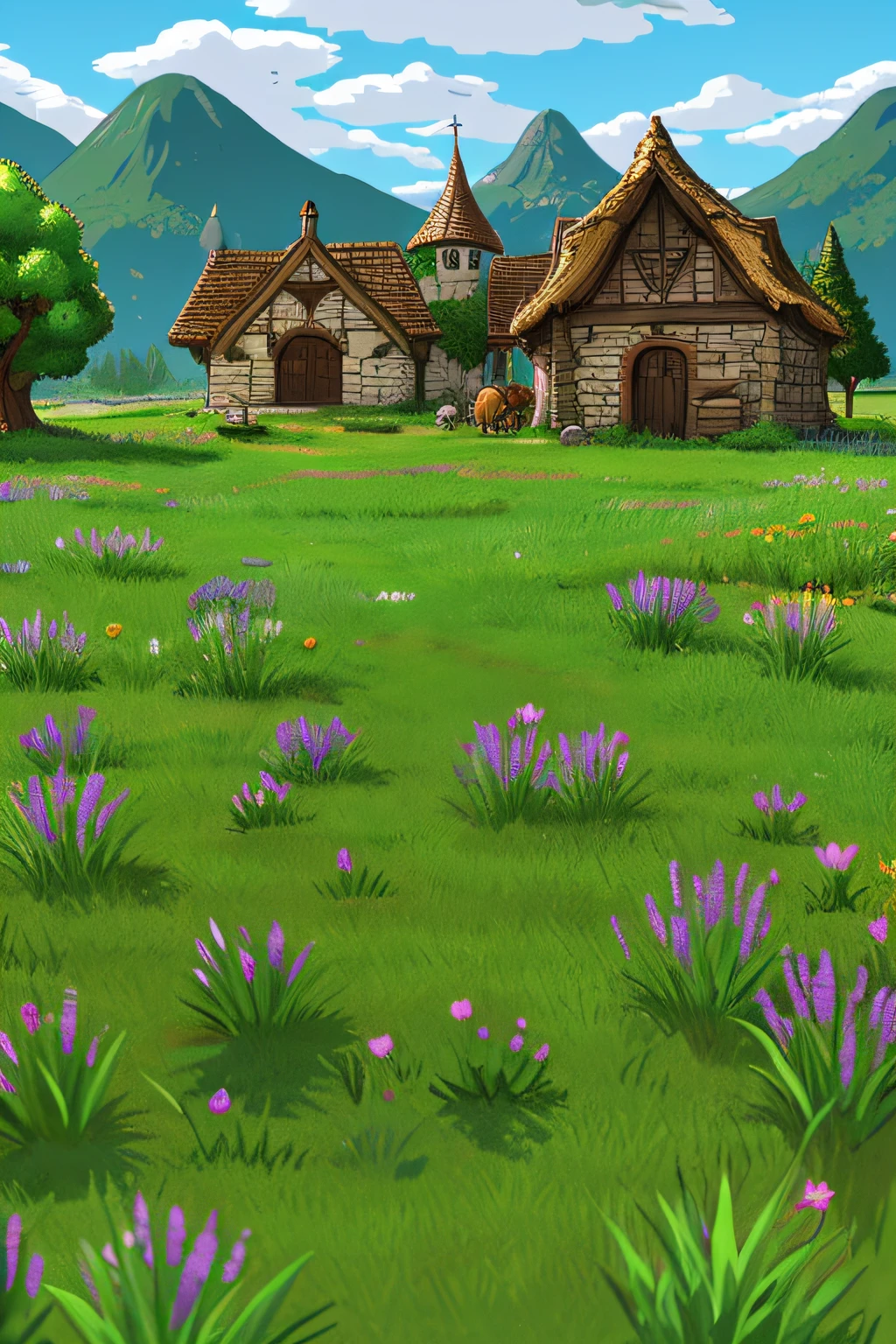 Medieval European style、Fantasia、adventurer、grass field、Pixel art、monochromes