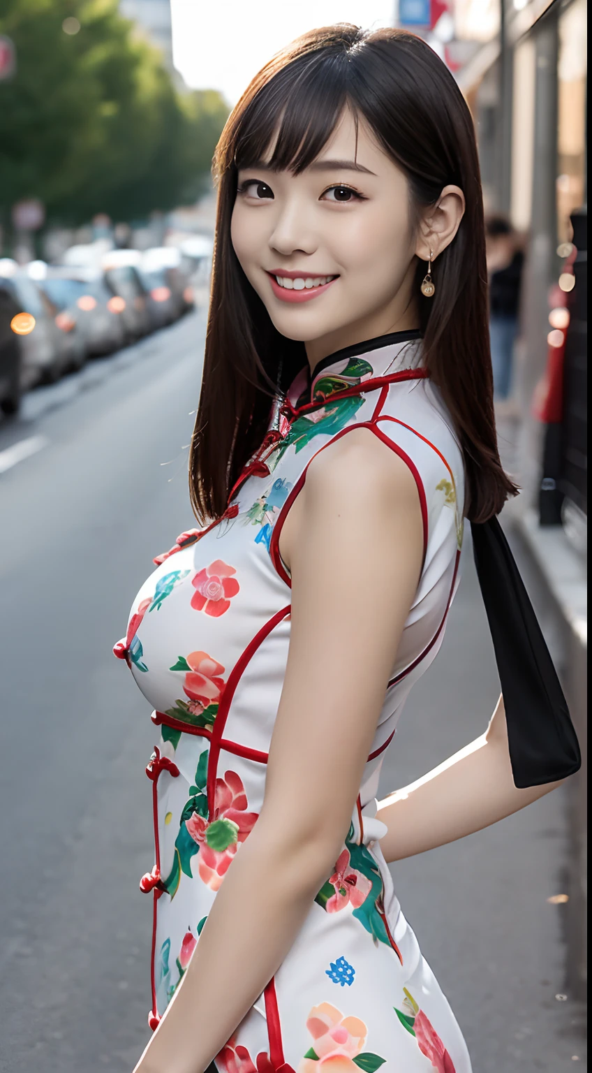 Close-up of a woman in a white dress posing for a photo, A photorealistic painting inspired by Dai Xi, Trends in CG society, fantastic realism, cheongsam, Chinese style, chinese dress, beautiful chinese model, wearing a red cheongsam, Chinese woman, Chinese woman, plain white fitted suit, chinese suit, traditional Chinese, traditional Chinese clothing