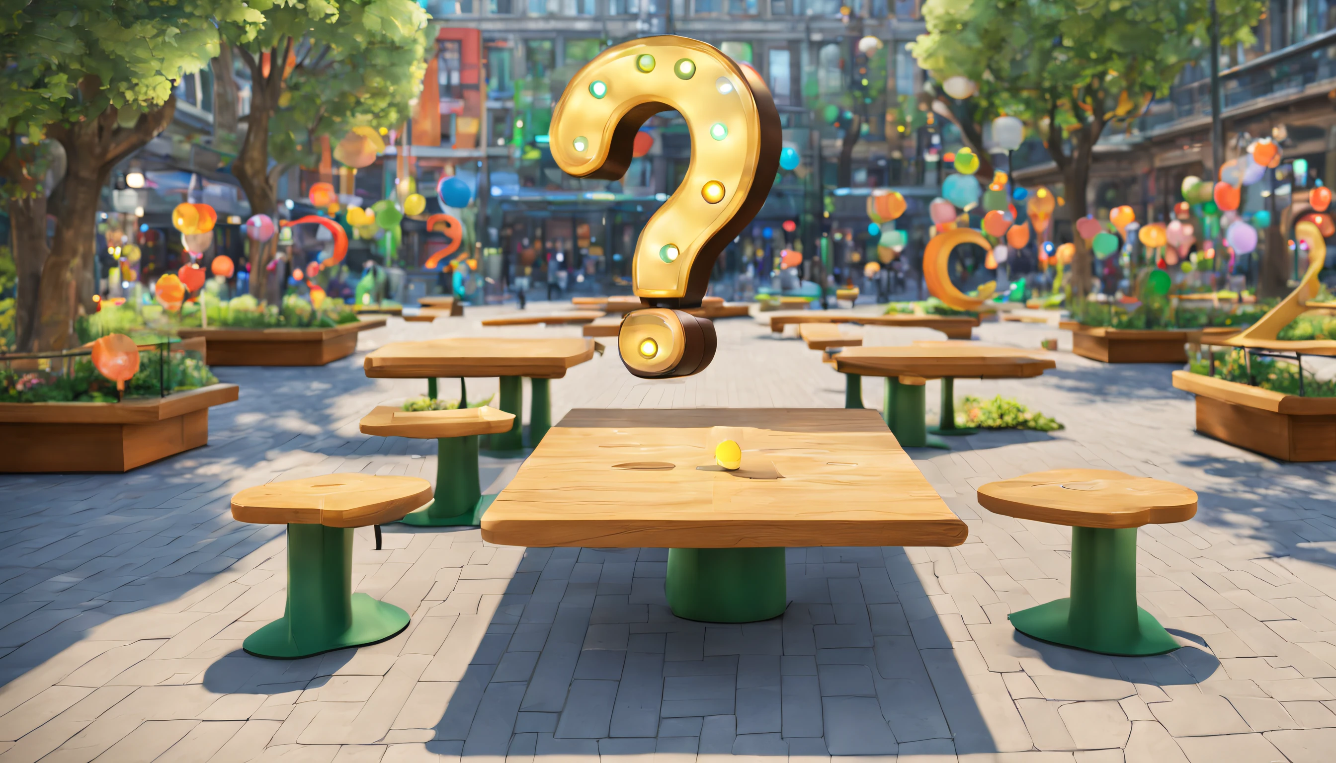 AN ENCHANTED QUIZ TOWN WHOSE SQUARE BENCHES ARE QUESTION MARKS