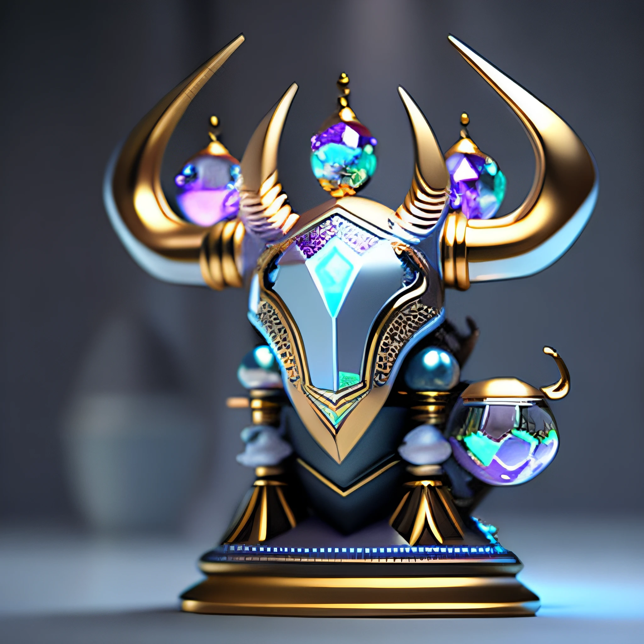 A cute crystal ball zodiac horse，The body is embellished with various jewelry ornaments，The eyes have a low-poly design，It is a highly detailed and complex conceptual art craft，Use Artstation 8k quality。