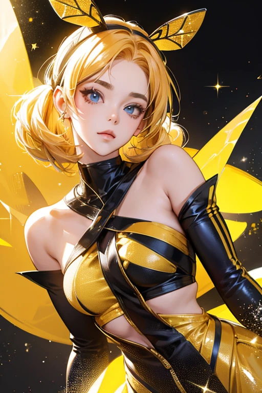 anime style; 3d; glitter; female; human bee;
