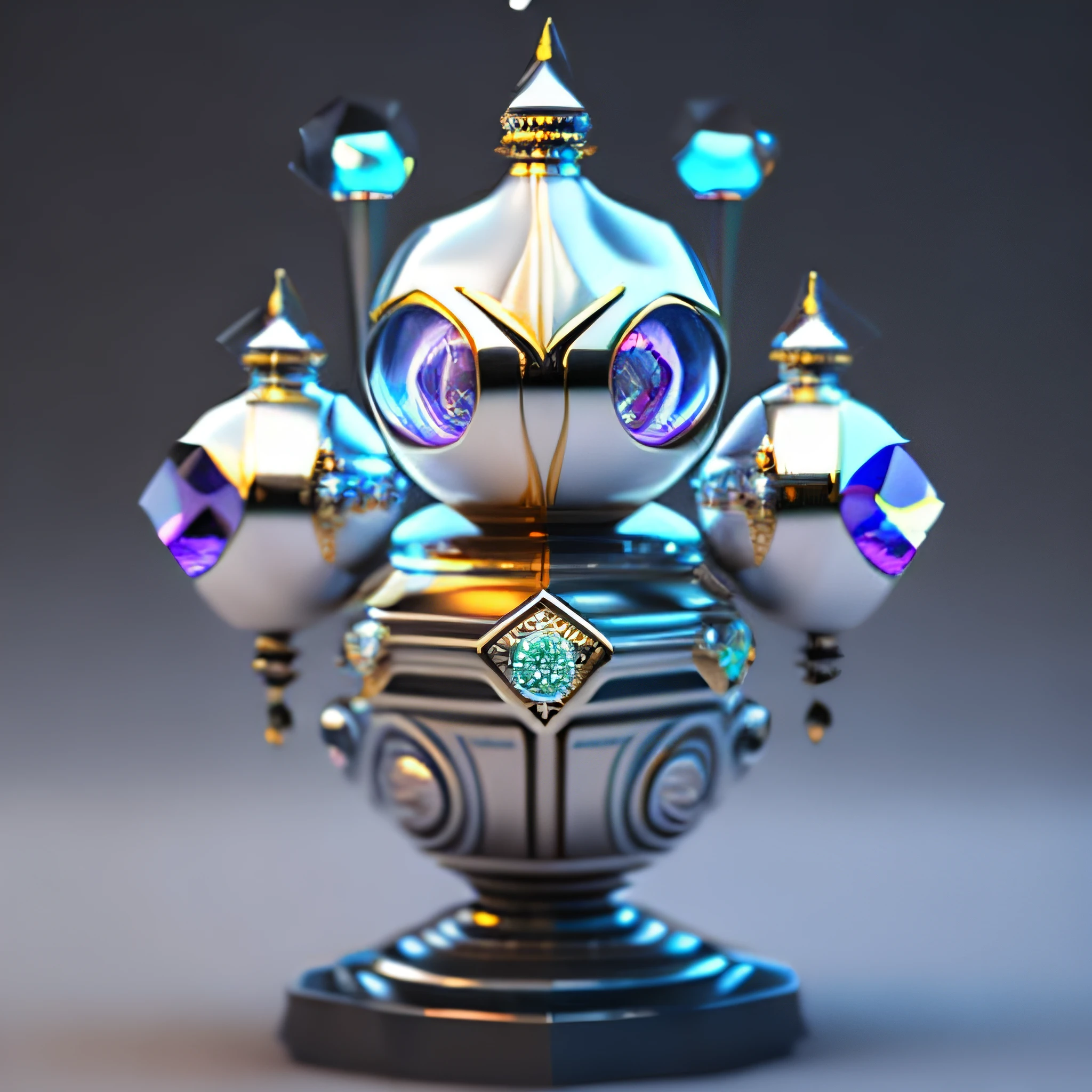 Photo of DivineStatue InkPunk(Additional weapons),A lovely Gemini,Made of crystal balls,Highly detailed and complex conceptual art trend with low-poly eyes ArtStation 8K