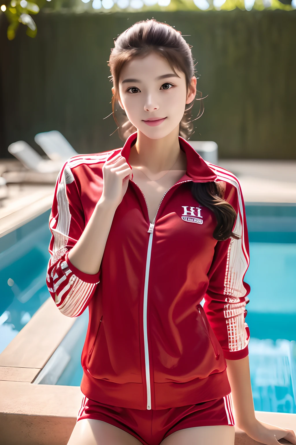 UHD, ccurate, masterpiece, anatomically correct, textured skin, high quality, best quality, highres, 1 girl. long pony tail ,beautiful detailed face, double eyelids. haif body shot.