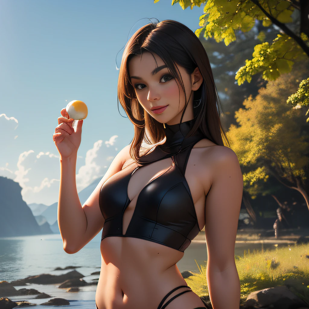 (Extremely detailed 8k wallpaper), (sfw:2), (photo:2), (soigne sexy girl:2), (hyper realistic:1), (highly detailed:1), (epic realistic:1), rim light, (maximum details:1), cozy, (fullbody:1), (looking at viewer:2), (Woman's Attractive Qualities:2), (Attractive Woman:2), (Attractive:2), Smile, Intelligence, Empathy, Gracefulness, Sense of Style, Fitness, Grooming, Optimism, (Sensitivity:2), Sincerity, Romantic Gestures, Playfulness, Fashion Sense, (Sensuality:2), Charm, Modesty, Thoughtfulness, (Femininity:1), Flirtatiousness, Warmth, (Physical attractiveness:2), A beautiful smile, A love of life, strength and power, vulnerability, curiosity, wonder, love, (nature background:2), kawaii, waifu, sexy breasts, (attractive body:2), (sexy body:2), sexy pose, attractive pose, (spread legs:1.0), hot pose, provocative pose, dark gray clothes,