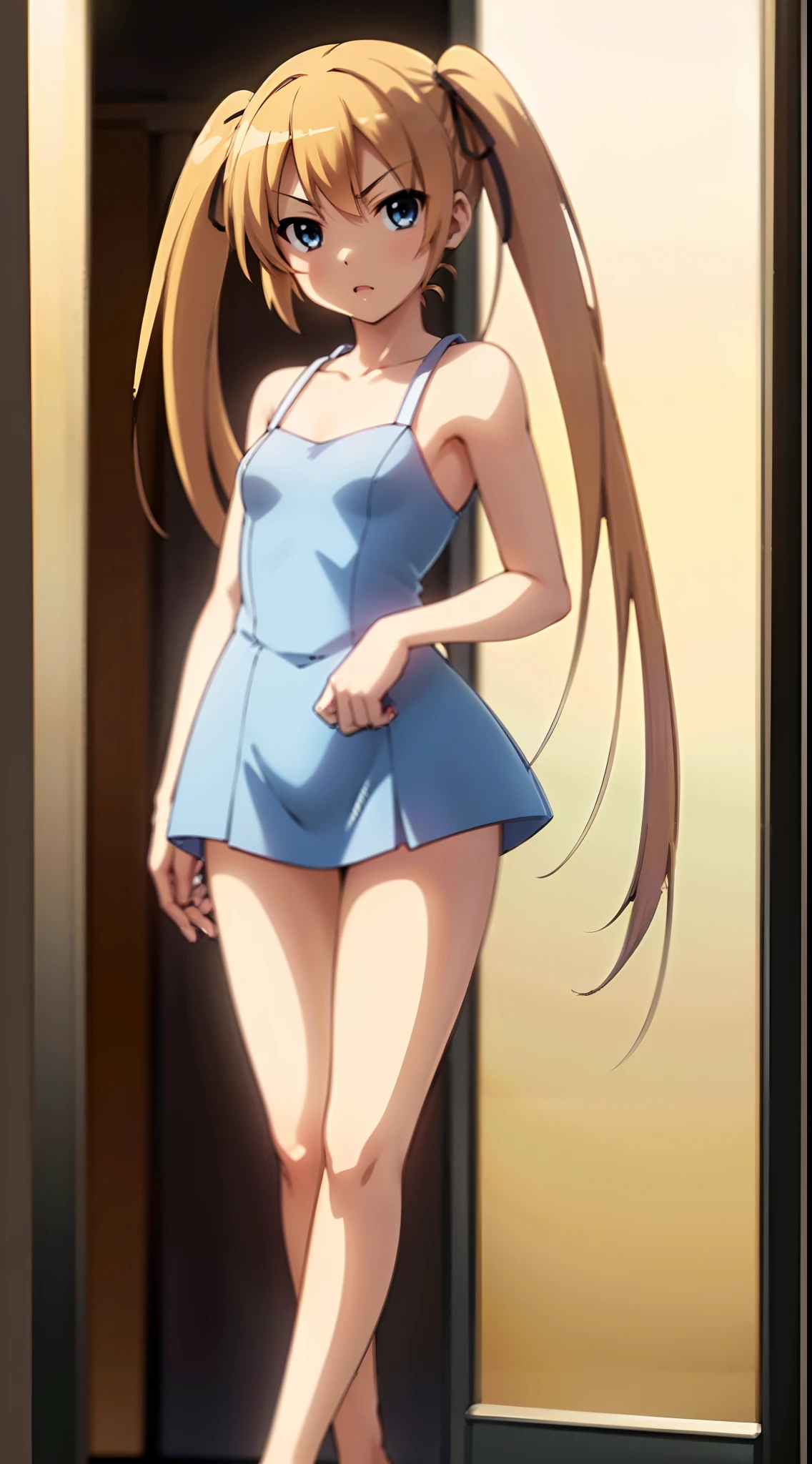 Best quality, (Masterpiece:1.2), very detailed, day, outdoor, (beautiful and clear background:1.2), 1girl, solo, Latifa Fleuranza, open mouth, happy, smile, look at the viewer, blond hair, long hair, very long hair, blue eyes, (finely detailed beautiful eyes: 1.2), (tiara), ((theme park)), (boat trip, bathing, wet, pond, water, waterfall, water splashes, plants, tree, lantern), wet body, flat chest, small, child, (white bikini, white lace bikini), cameltoe, dynamic pose, masterpiece, ultra-realistic image quality, best quality, realistic, hyper-detailed, dynamic lighting, high resolution, sharp focus, depth of field, fine details, high details, high-quality shadows, beautiful details, ultra HD rendering, accurate, textured skin, high details, high quality, very detailed, high resolution, 8k, photo, photography, real person, a very young girl, () old: 1.25), (beautiful detailed girl), cute teen tomboy, slim, soft body, belly button, cute-elegant pose, slightly twisted, gently smiling, (shiny, sweaty skin: 1.4), slim, looking at the viewer, bare flat stomach, belly-bare, white sneakers, (very tight white translucent microbikini:1.7), ((transparent clothes)), a small line in the crotch, long hair, blond hair, (green eyes: 0.5), (eyes with fine details), (small flat Breasts: 1.5), A-cup, slit in crotch, wet body, shy face, HD image quality, realistic image quality, clean face, fair skin, slim legs, realistic face, (perfect face), exquisite face, (8K:1.2), solo, nudity, high-quality shadow, beautifully detailed, outdoor, day, sky, cloud, sunlight, full body, outdoor, day, maritime background, blue sky,
