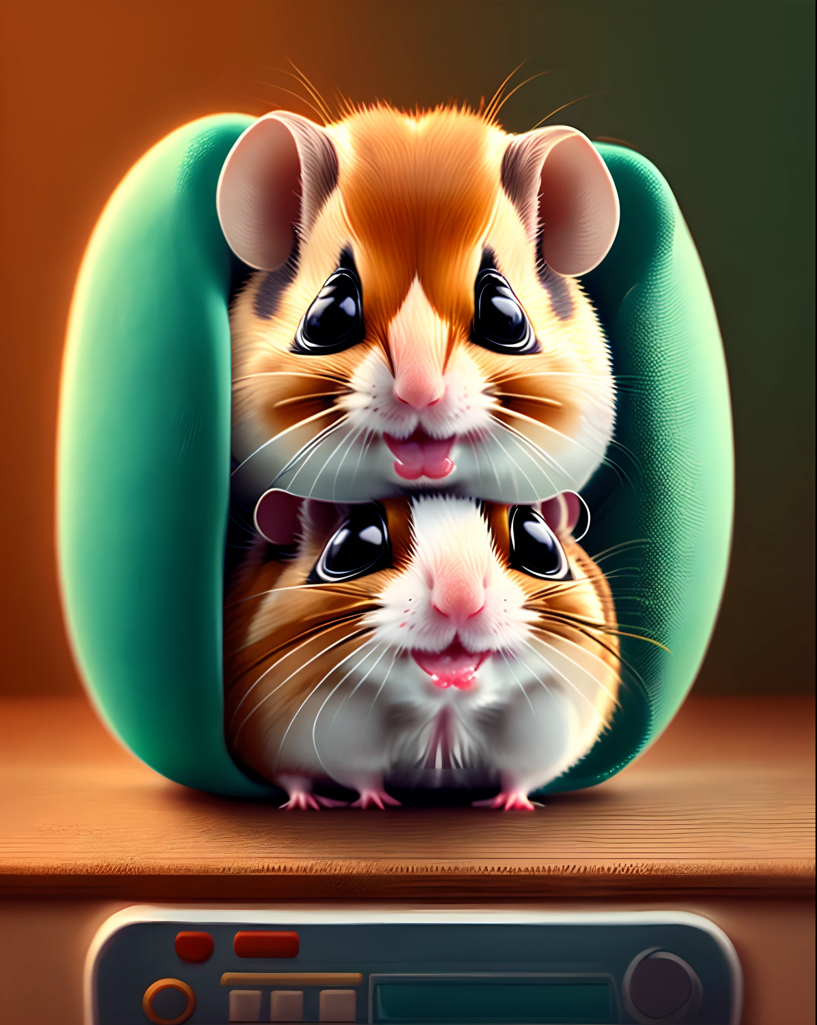 confused stupid hamster staring at screen smiling