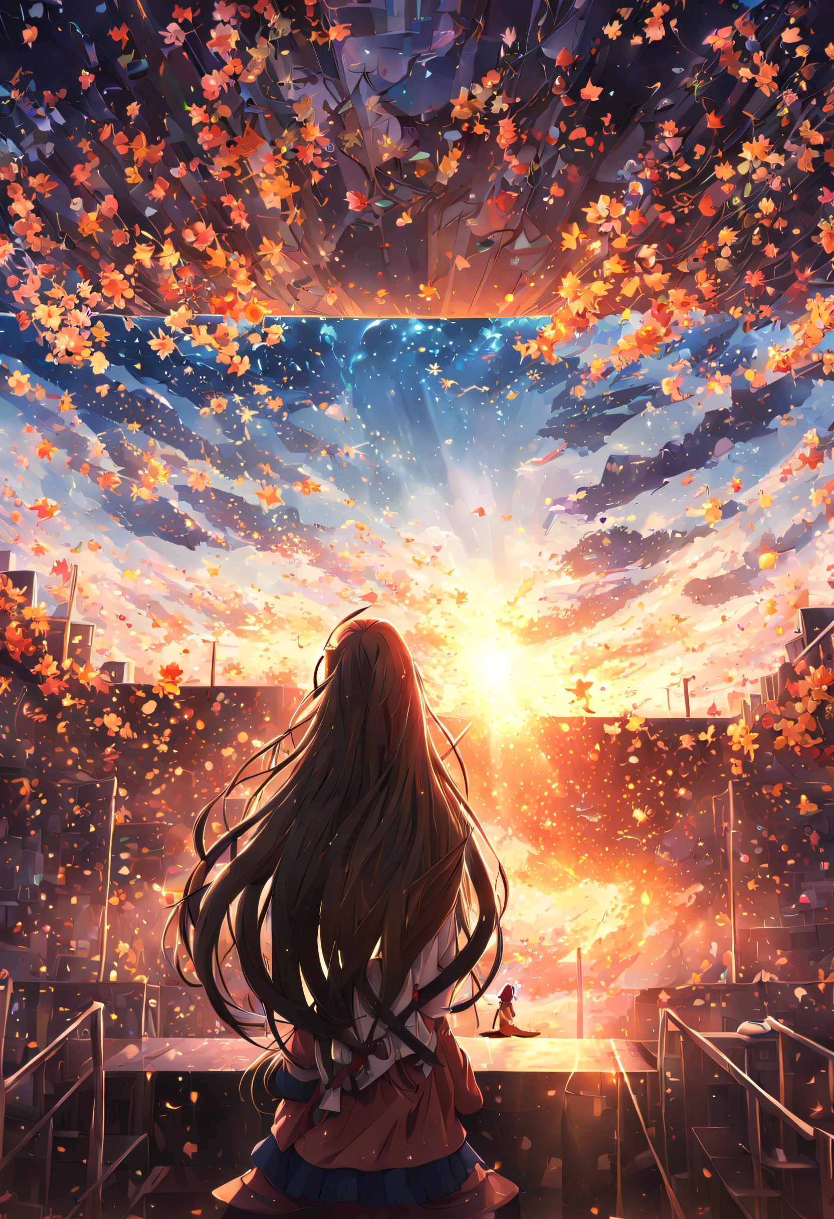 one girl, solo, masterpiece, 4k, 8k, UHD, ultra-detailed, best-quality, long hair, half up, an university student, little smile, PEAnimeBG, Background, Anime