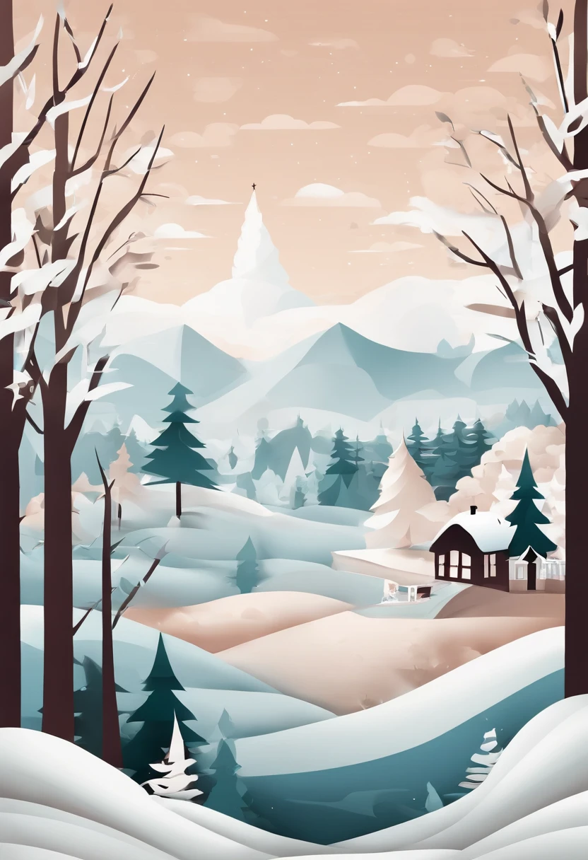 one christmas landscape detailed realistic