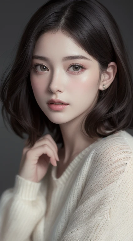 (masuter piece:1.3)、(8K、Photorealsitic、Raw photography、top-quality: 1.4)、(David Hamilton Style)、(softfocus)、(Watercolor in Sargent style)、(1girl in)、美丽的面容、(Lifelike face)、(A dark-haired、short-hair:1.3)、Beautiful hairstyle、realisticeyes、Beautiful details、(real looking skin)、Beautiful skins、(Sweaters)、absurderes、enticing、超A high resolution、A hyper-realistic、high-detail、the golden ratio、(Vintage, classical),