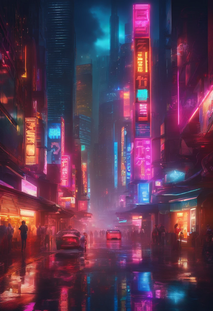 (best quality,4k,8k,highres,masterpiece:1.2),ultra-detailed,(realistic,photorealistic,photo-realistic:1.37),bright blue neon cyberpunk city,cityscape,night scene,glowing,modern architecture,skyscrapers,reflection,hovering cars,futuristic atmosphere,vibrant colors,dystopian,high-tech,urban life,active street,neon lights,light trails,sleek design,electricity,technology,pulsating energy,people wearing futuristic outfits,glass windows,metallic surfaces,shadows and highlights,depth of field,urban decay,gritty,exciting,fast-paced,streets filled with life,blurred motion,electronic billboards,traffic,steam rising from vents,rain-soaked roads,skylines,secret alleyways,underground hideouts,raintech umbrellas,night markets,hidden identities, bustling crowds, cipher codes, artificial intelligence, nocturnal ambiance, immersive experience, mysterious atmosphere, cybernetic enhancements, holographic displays, transmission towers, virtual reality integration, augmented reality advertisements, panoramic view, urban exploration.