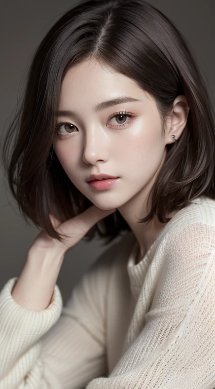 (masuter piece:1.3)、(8K、Photorealsitic、Raw photography、top-quality: 1.4)、(David Hamilton Style)、(softfocus)、(Watercolor in Sargent style)、(1girl in)、美丽的面容、(Lifelike face)、(A dark-haired、short-hair:1.3)、Beautiful hairstyle、realisticeyes、Beautiful details、（real looking skin）、Beautiful skins、（Sweaters）、absurderes、enticing、超A high resolution、A hyper-realistic、high-detail、the golden ratio、(Vintage, classical),