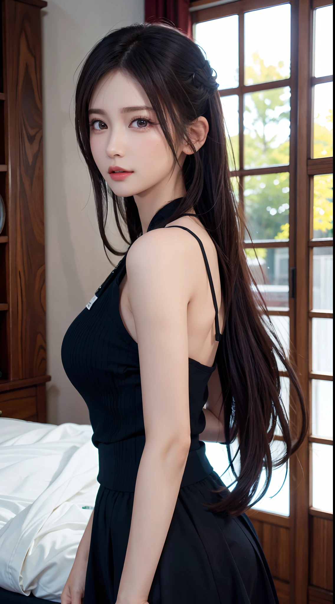 （RAW photos：1.2），high high quality，Beautiful Meticulous Girl，Highly detailed eyes and face，beatiful detailed eyes，hugefilesize，A high resolution，8k wallpaper，finely detailled，Highly detailed stock code uniform 8k wallpaper，light in face，电影灯光，16 year old girl，A sexy pose，（photo-realism：1.4），illustratio，ultra-realistic realism，super detailing， tmasterpiece，