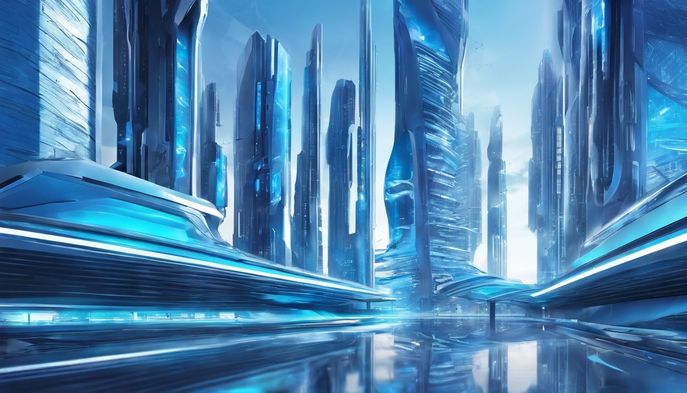 Bright blue clean silver and blue city