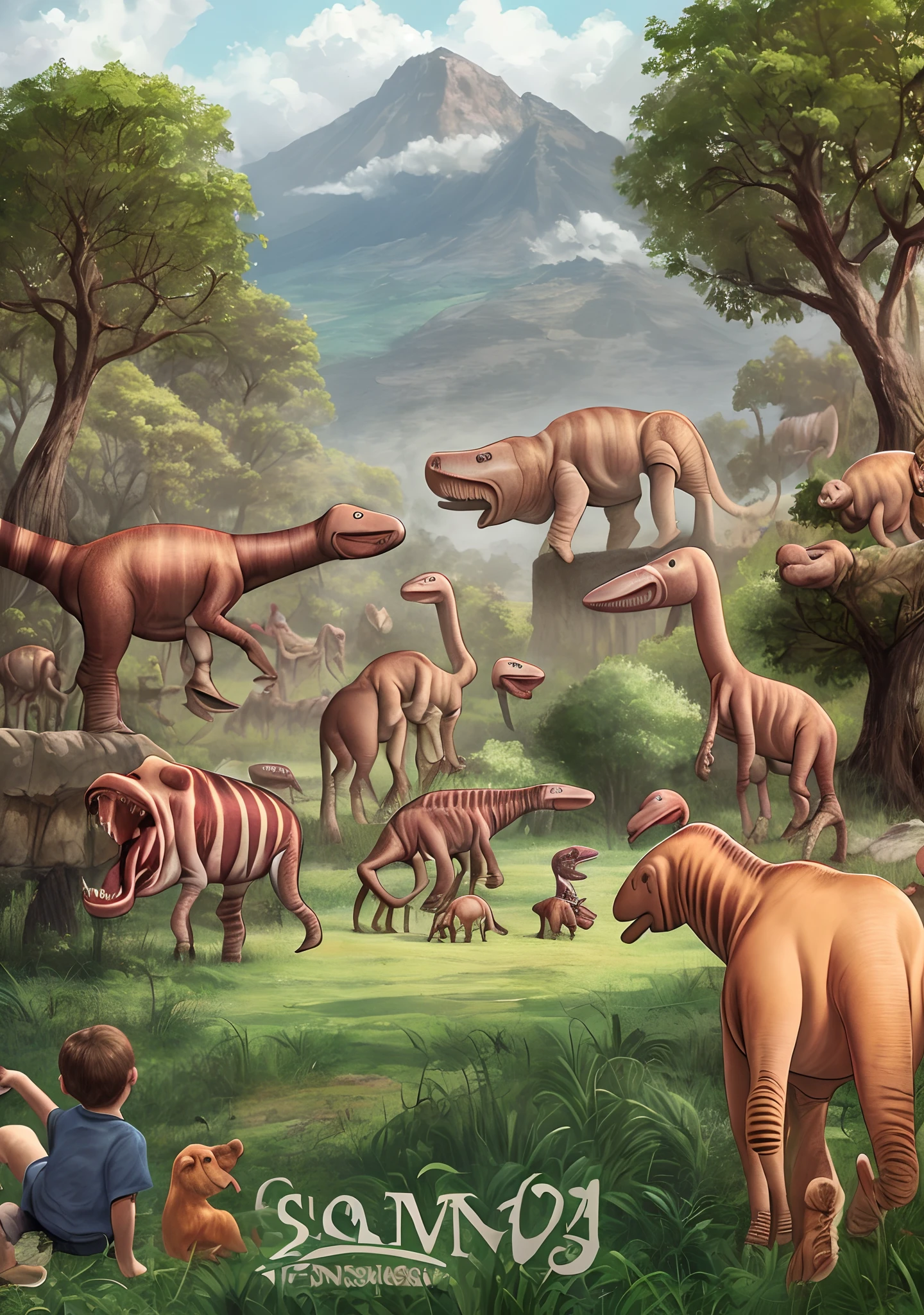 Cenario infantil da epoca dos dinossauros