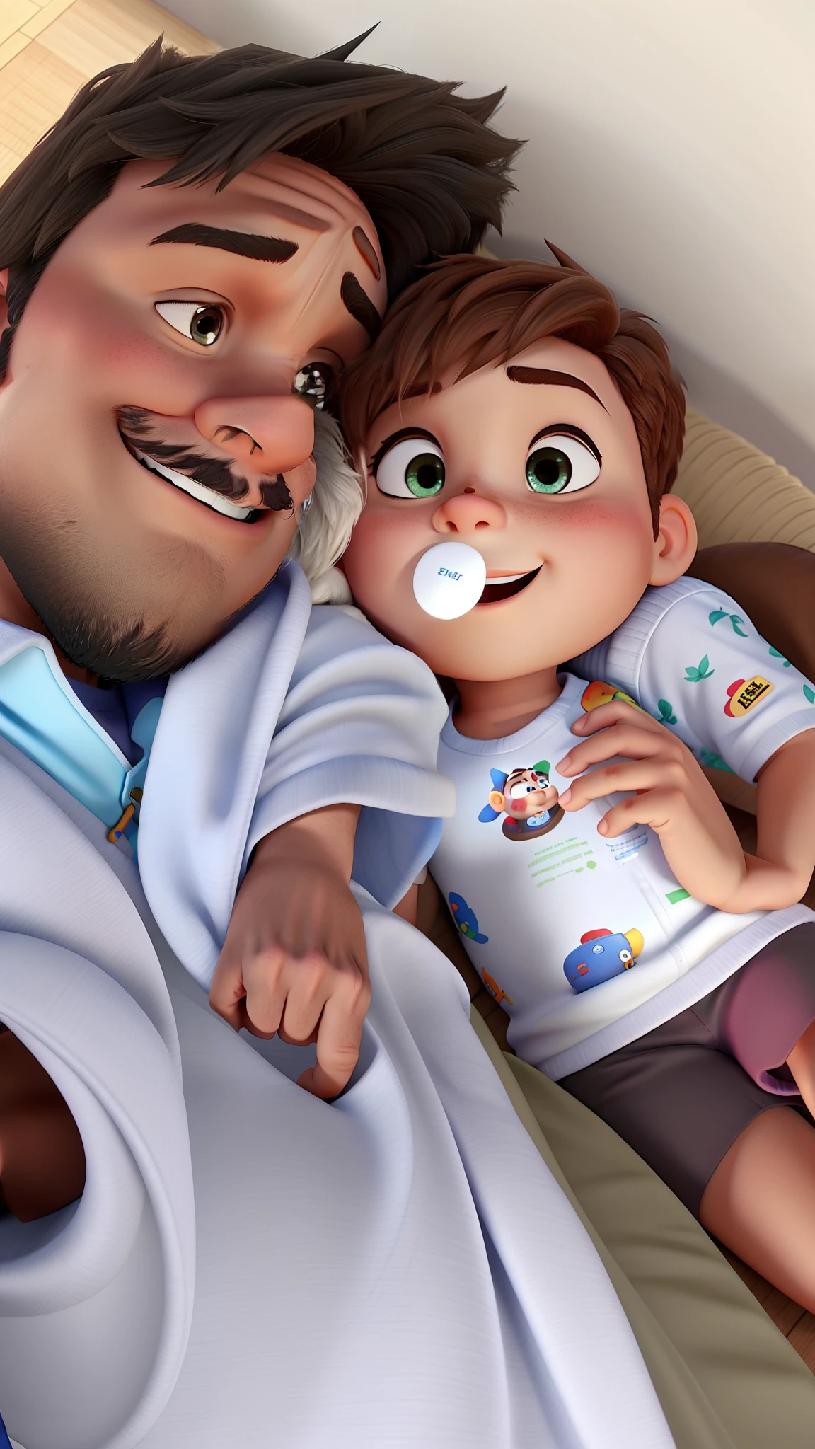 Pai com seus dois filhos estilo pixar, alta qualidade, melhor qualidade