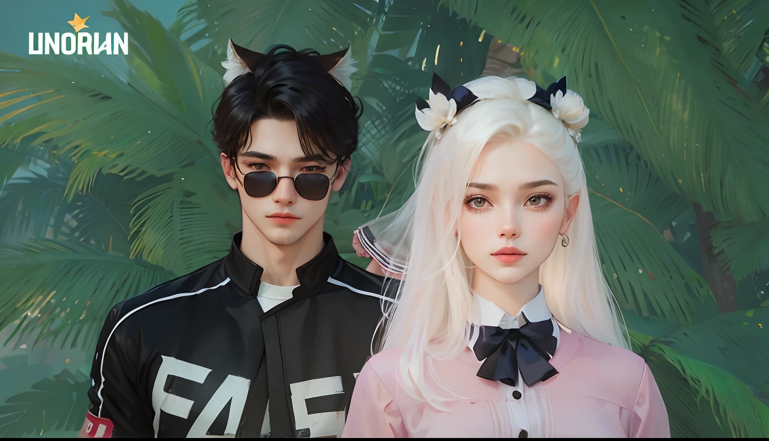 Two people, a man and a woman, couple, beautiful woman, wearing tops, shorts, riding, handsome man, suit