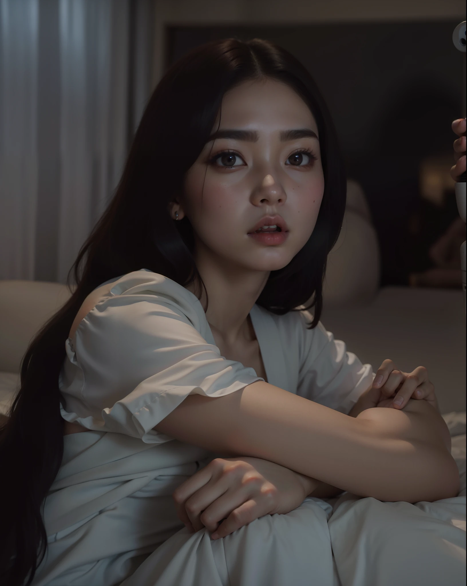 Araffe woman sitting on bed with a hair dryer in her hand, jennie blackpink, jossi do blackpink, Jaeyeon Nam, Retrato de Jossi de Blackpink, Artista coreano, foto retrato suave 8 k, a still of an ethereal, Jovem Anjo Wan, Jinyoung Canela, filme ainda de um cansado, iu lee ji-eun as a super villain
