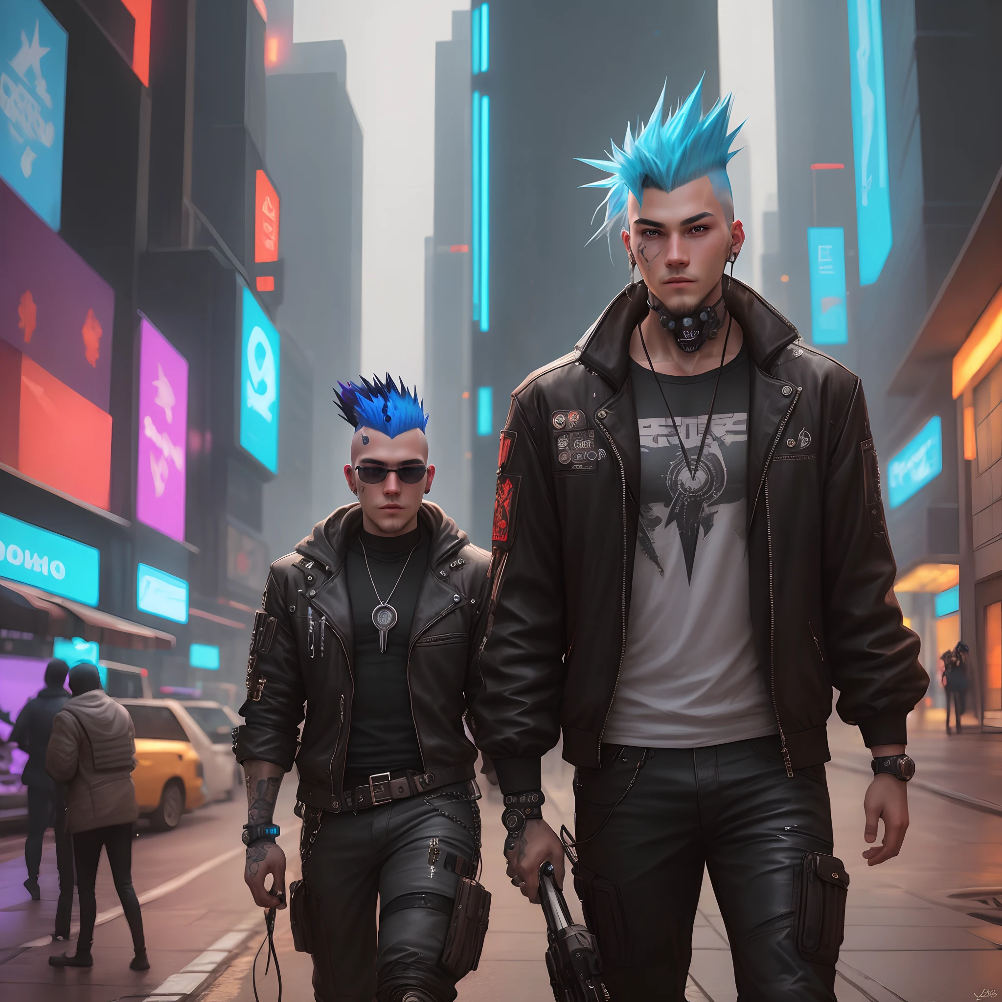 young boy with electric guitar, cyberpunk style, in the style of 80s sci-fi art, open shirt, soccer pant,soviet-style cyberpunk, detailed cyberpunk illustration, in the style of Lori Grisley, a masterpiece of epic retrowave art