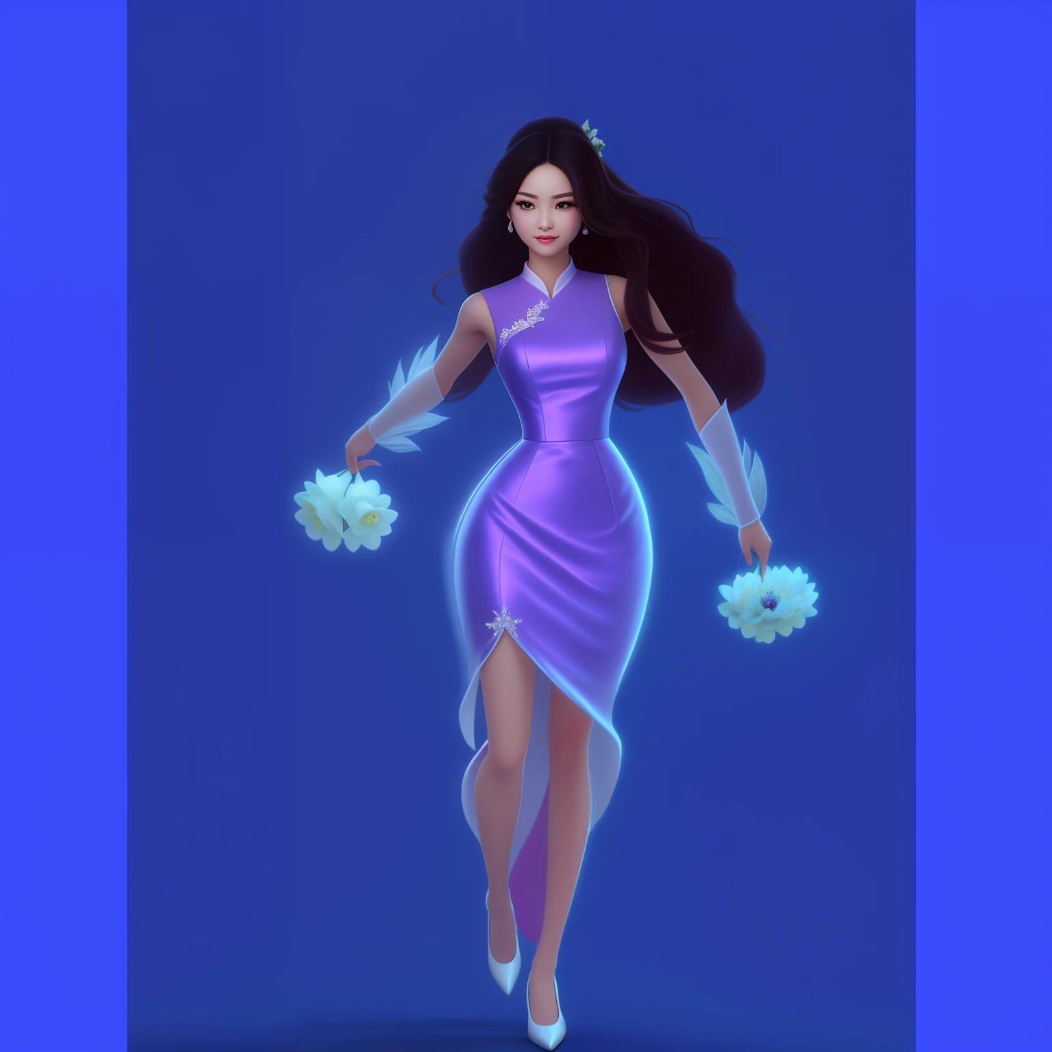 um personagem de desenho animado de uma mulher com vestido de noiva branco, vestido branco longo, vestido branco, inspirado em jennie, maga de gelo, Retrato completo de asian bride, maga feminina magra, sapatos de cristal, sem linha, t-pose of feminine bride, d & d estilo retrato de corpo inteiro, This character is a bride, Avatar do jogo 2D do corpo superior, wedding dress, bride, noiva, asian in wedding white dress