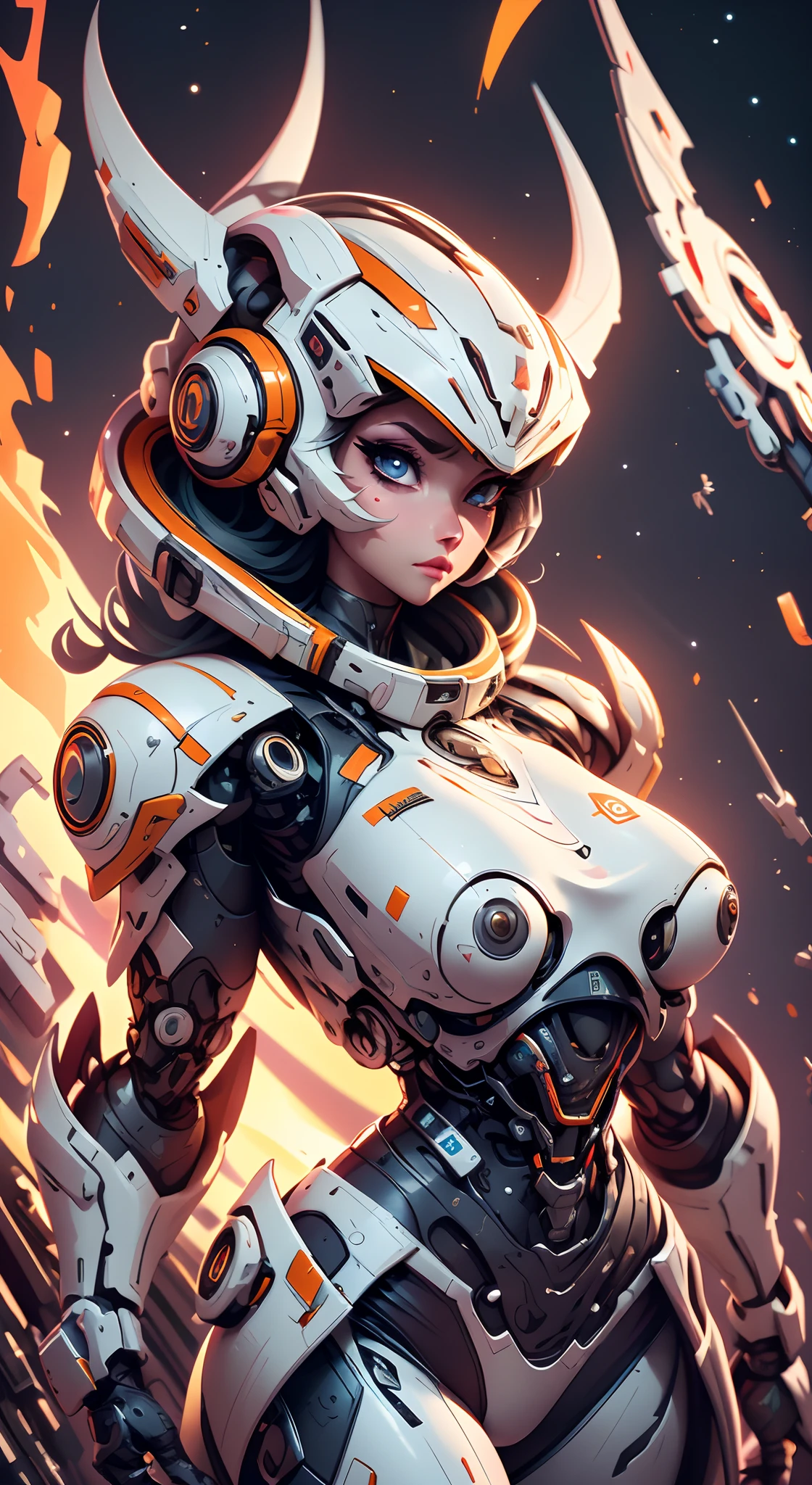 (Detailed illustrations,Very detailed and detailed drawing,delicated lines，slow, fast, fast, fast, fast,realistic texture expression),[Color tressed main line],(Space battlefield [Space Mobile Fortress]),[独奏],Hentai (((anime) BIONICGirl) Beauty  ((musculous) [plump])) (Astronaut robot) [Space Marine Corps Military [Massin Bowdy]],Bullets with javelins [[Firearms, Machine guns, bazooka] Saber rifles ][[Rocket pack]],Zero gravity frontier,intaglio [[White Devil] [Outer space operations]] Battle damage,[retro-futuristic],(Intricate and beautiful decoration [Dense detail]),(Fine and beautiful skin expression [Transparency]),[Perfect eye details (Every detail of the iris is beautifully painted)[Jewel-like eyes]],[long and beautiful lashes],[The hair is beautifully painted [More about beautiful and shiny hair]],(Perfect hand details [Beautiful Finger，There are no glitches [Beautiful nails]]),(Perfect anatomy (perfectly proportioned)) [[Full body like]],[[Design built to the highest level]][Ideal color coordination(Accurate simulation of light-material interactions)],(high high quality,[Precise detail] A high resolution,(detaileds,high detal)),[Visual art that conveys a sense of narrative].
