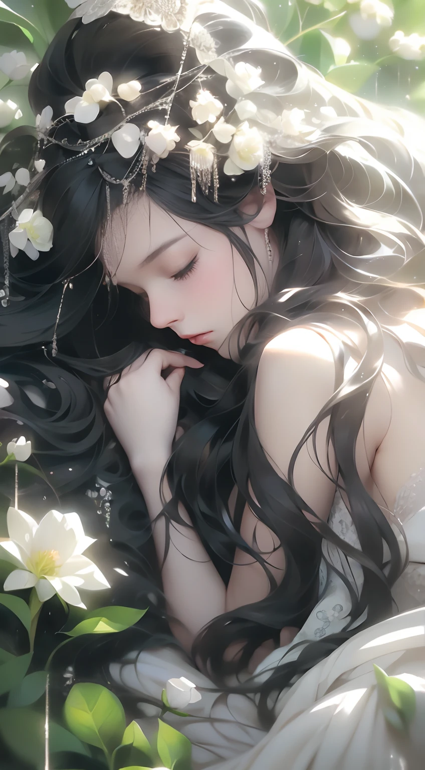 Hands behind hair