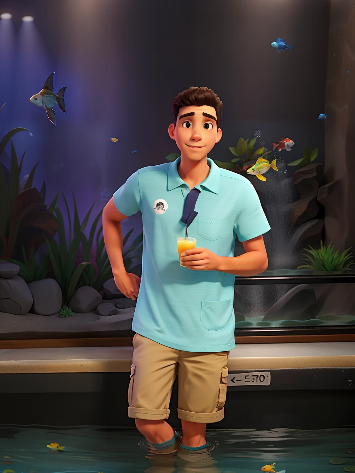 A man in the Rio aquarium