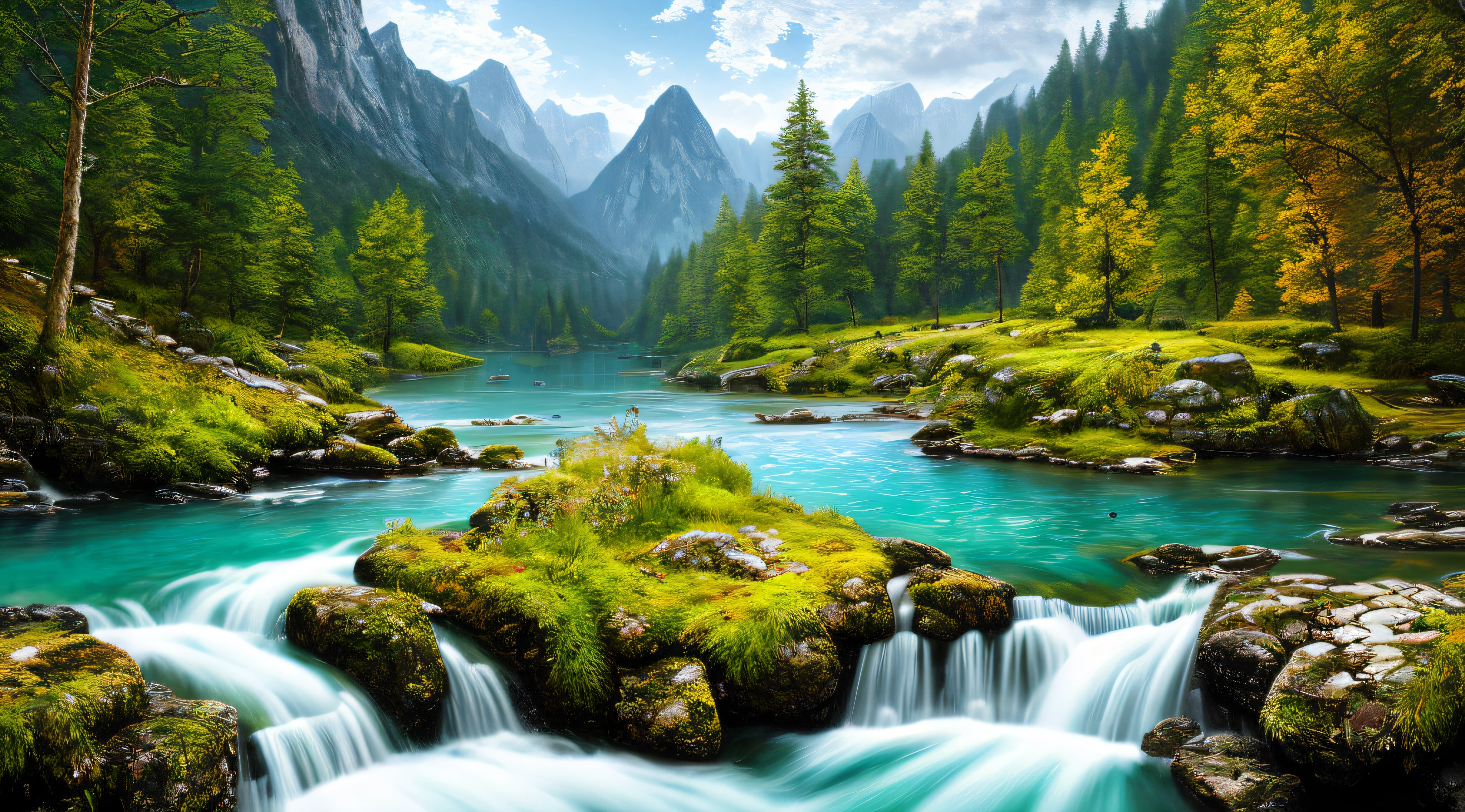 landscape, water, (extremely detailed CG unity 8k wallpaper), most beautiful artwork in the world, professional majestic oil painting, intricate, High Detail, Sharp focus, dramatic, photorealistic painting art