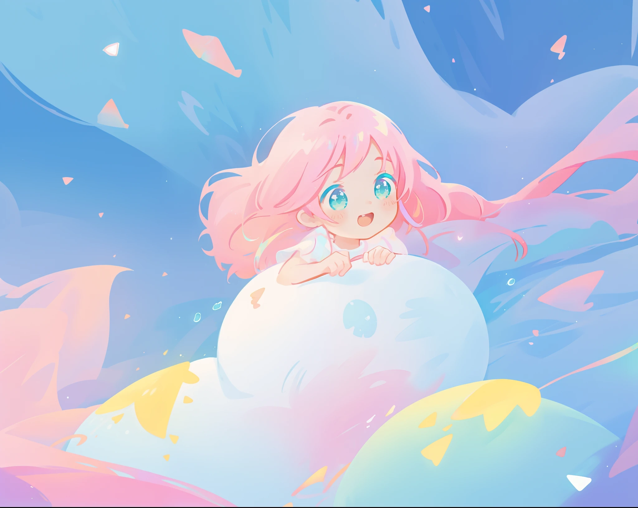 beautiful girl in flowing white dress, vibrant pastel colors, (colorful), magical lights, long flowing colorful pink hair, otherworldly aqua and blue landscape background, inspired by Glen Keane, inspired by Lois van Baarle, disney art style, by Lois van Baarle, glowing aura around her, by Glen Keane, jen bartel, glowing lights! digital painting, flowing glowing hair, glowing flowing hair, beautiful digital illustration, fantasia background, whimsical, magical, fantasy, beautiful face, ((masterpiece, best quality)), intricate details, highly detailed, sharp focus, 8k resolution, sparkling detailed eyes, liquid watercolor