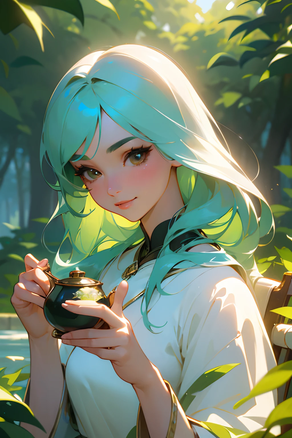 (Best Quality, Masterpieces, High resolution, Realistic, Ultra-detailed), Realistic portrait of a breathtakingly beautiful girl with a charming smile, flawless skin, Seductive eyes with long eyelashes and perfectly shaped eyebrows, capturing the attention of the viewers, Wear elegant and stylish outfits that accentuate elegance and sophistication, colorful flower々It is surrounded by lush and vibrant gardens, Illuminated by the soft and warm sunlight、Creates a magical atmosphere of tranquility and tranquility, Characteristics of the girl and、It expresses the delicate details and textures of the surrounding landscape, Capture the essence of natural beauty and feminine charm, Evoking a sense of joy and wonder. (Hot tea:1.5),