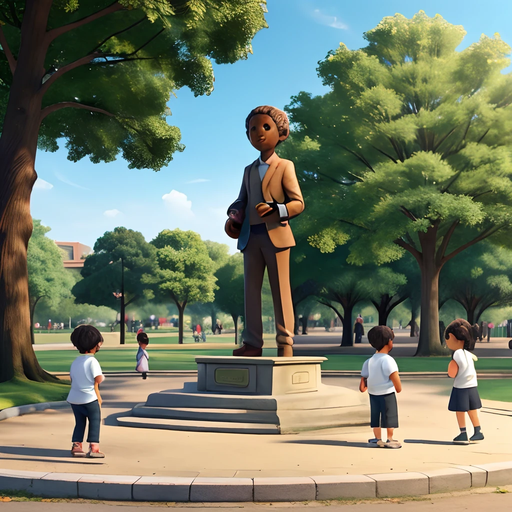 Public park with children
Close-up of a statue