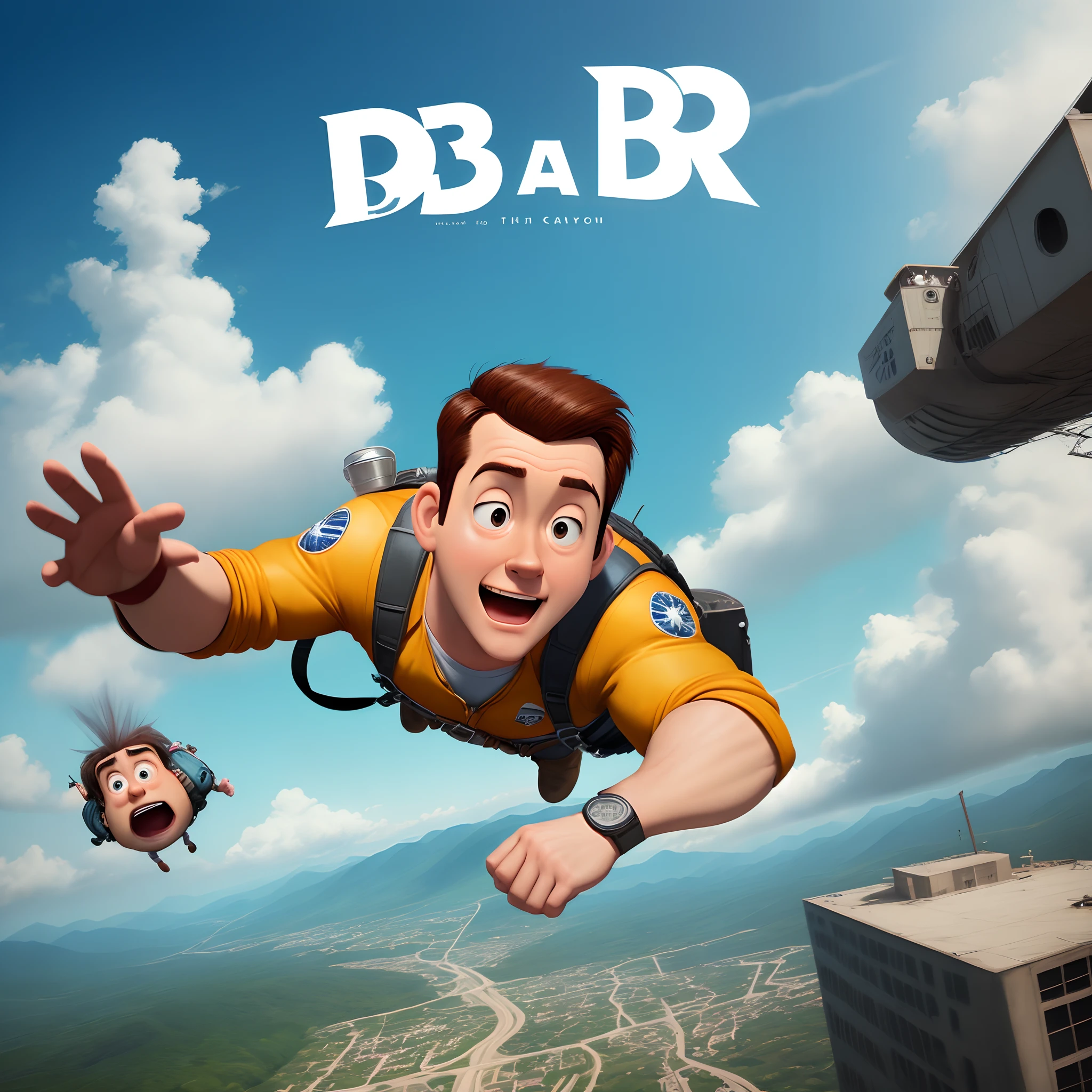 Pixar movie poster man jumping out of plane movie named DB COOPER cartoon
