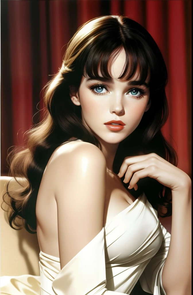 "Young Isabelle Adjani dans un décor sur le thème de James Bond."