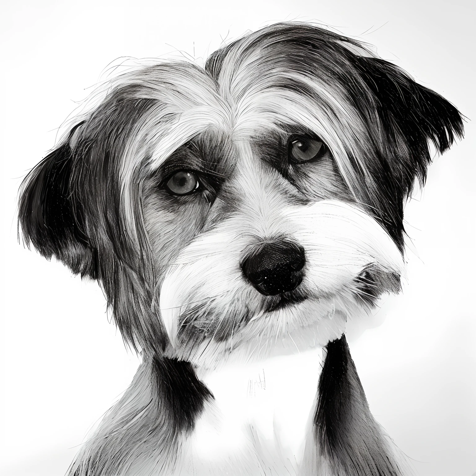 Cachorro arafed com uma imagem em preto e branco de seu rosto, dog portrait, retrato detalhado, portrait of a dog, retrato hiperdetalhado, retrato de ultra realista, desenho de grafite preto e branco, desenhado com photoshop, preto e branco realista, grafite realista, retrato animal, desenho de grafite, Retrato Zeus, Photorealistic drawing, foto de retrato detalhada