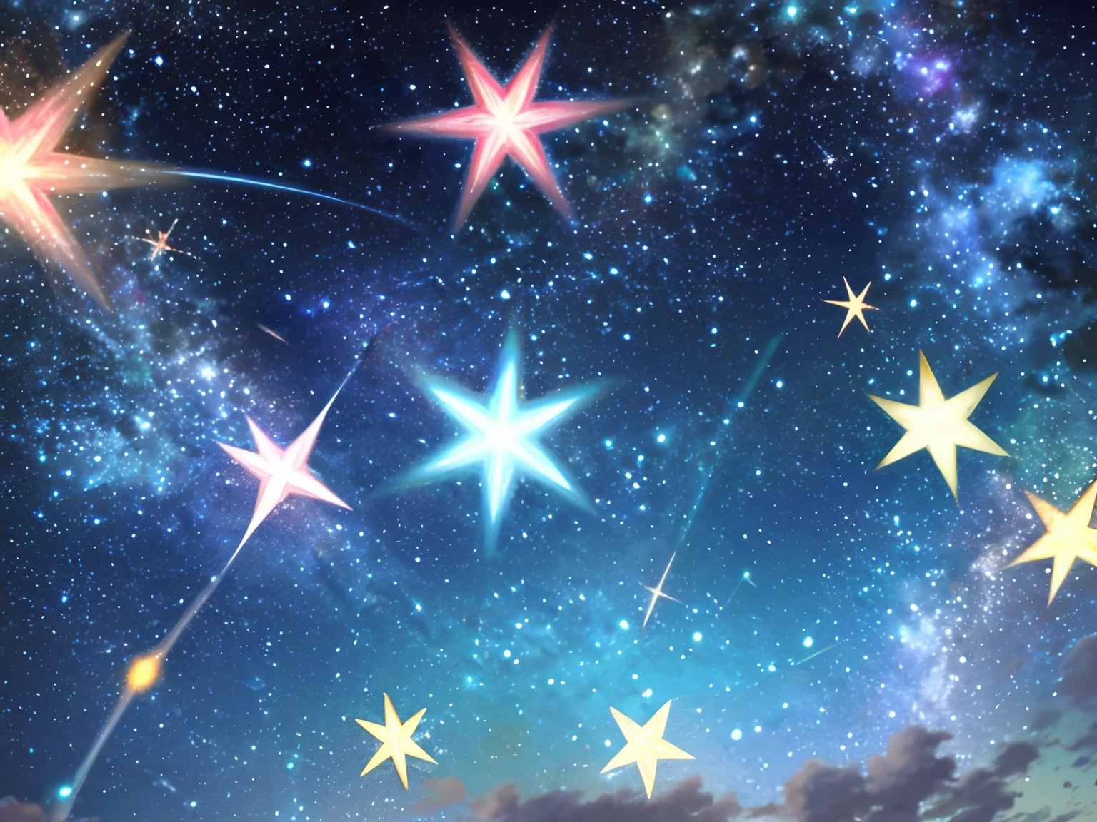 Huge glowing four-pointed stars,glowing,Starry sky, nebula, vast universe