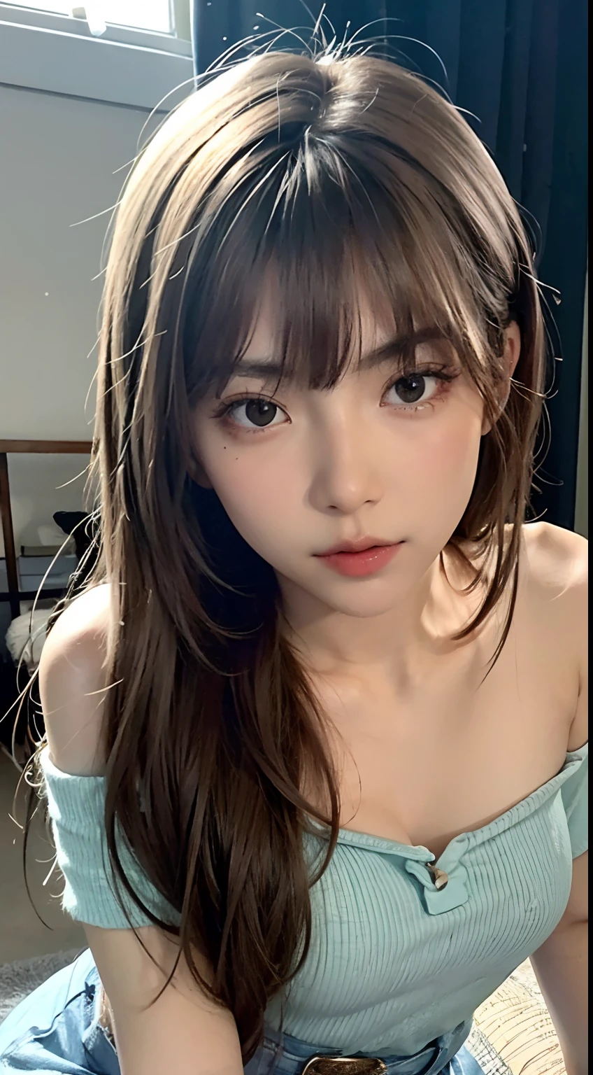 8K, Best Quality, Masterpiece, Ultra High Definition, (Photorealistic: 1.4), Raw Photo, (Real Skin Texture: 1.3), (Film Grain: 1.3), (Selfie Angle), One Girl, Beautiful Detailed Eyes and Face, Masterpiece, Best Quality, Close Up, Upper Body, Twin Tails, Bangs Only Pink and Others Black