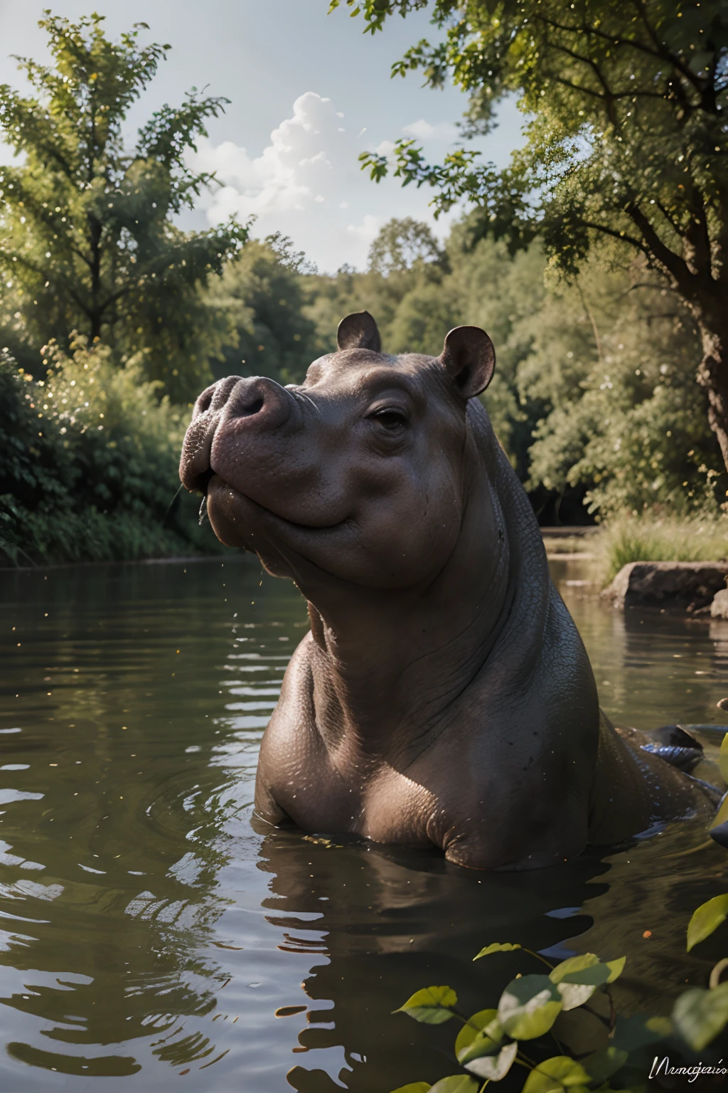 Humanoid hippopotamus great white shark hybrid